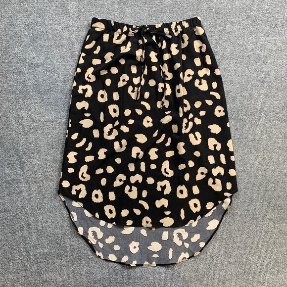 SheIn Skirt Womens 6 Black Sand Cheetah Pull On Elastic Waist High Low Hem Midi - Picture 2 of 13